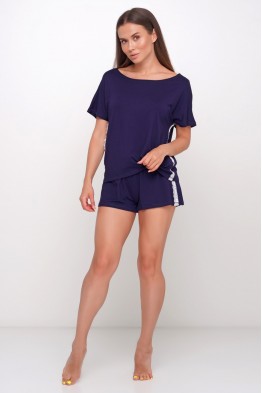 Модель - 025: вискозная  пижама шорты и футболка 